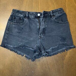 PacSun Gray High Waisted Distressed Denim Festival Shorts, Size 26